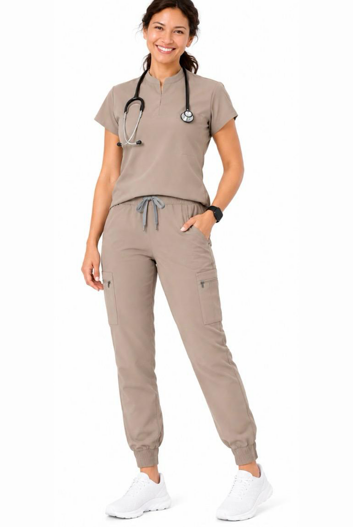Mandarin Collar Scrub Set