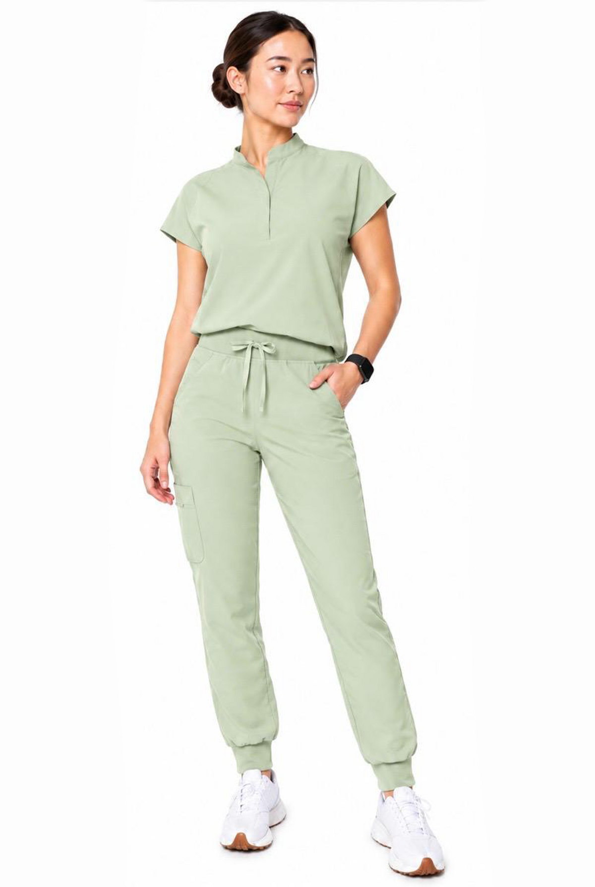 Mandarin Collar Scrub Set