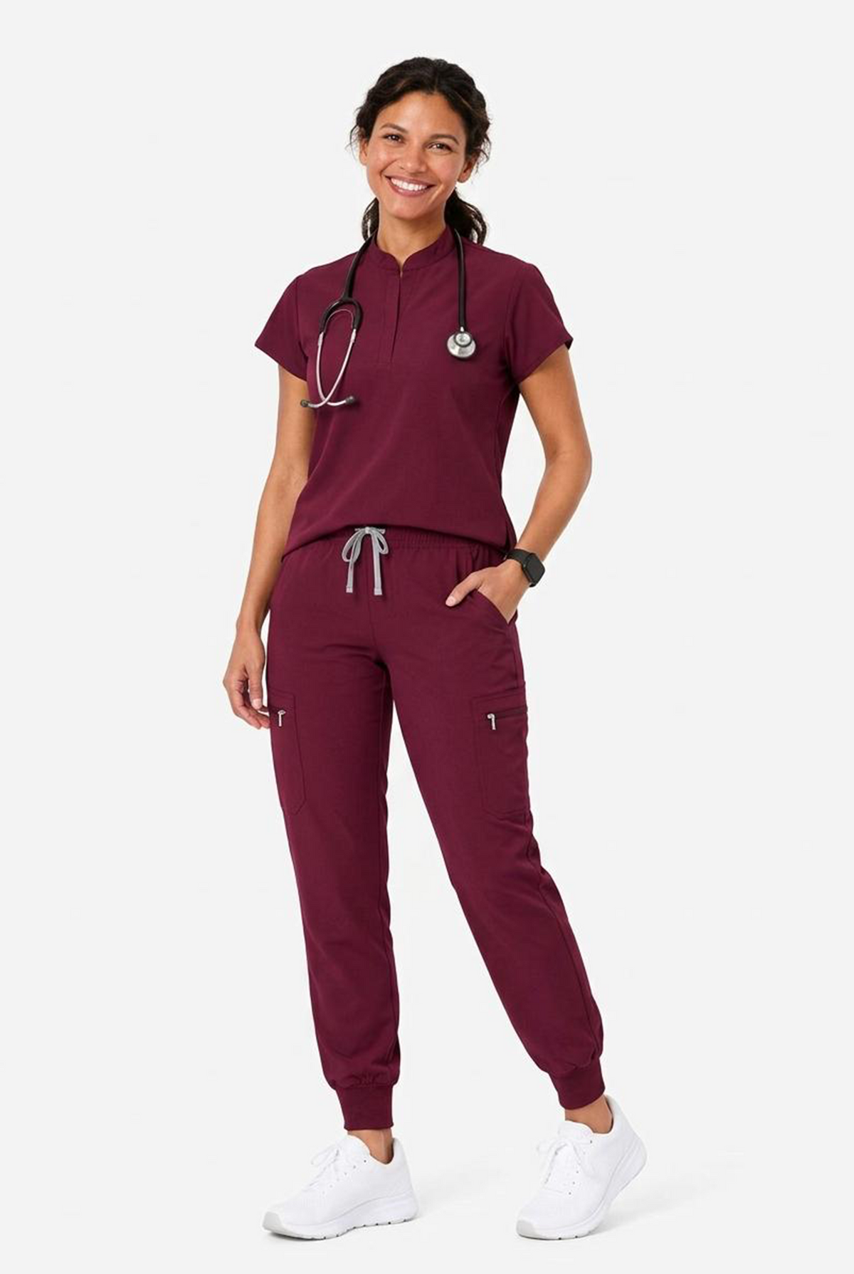Mandarin Collar Scrub Set