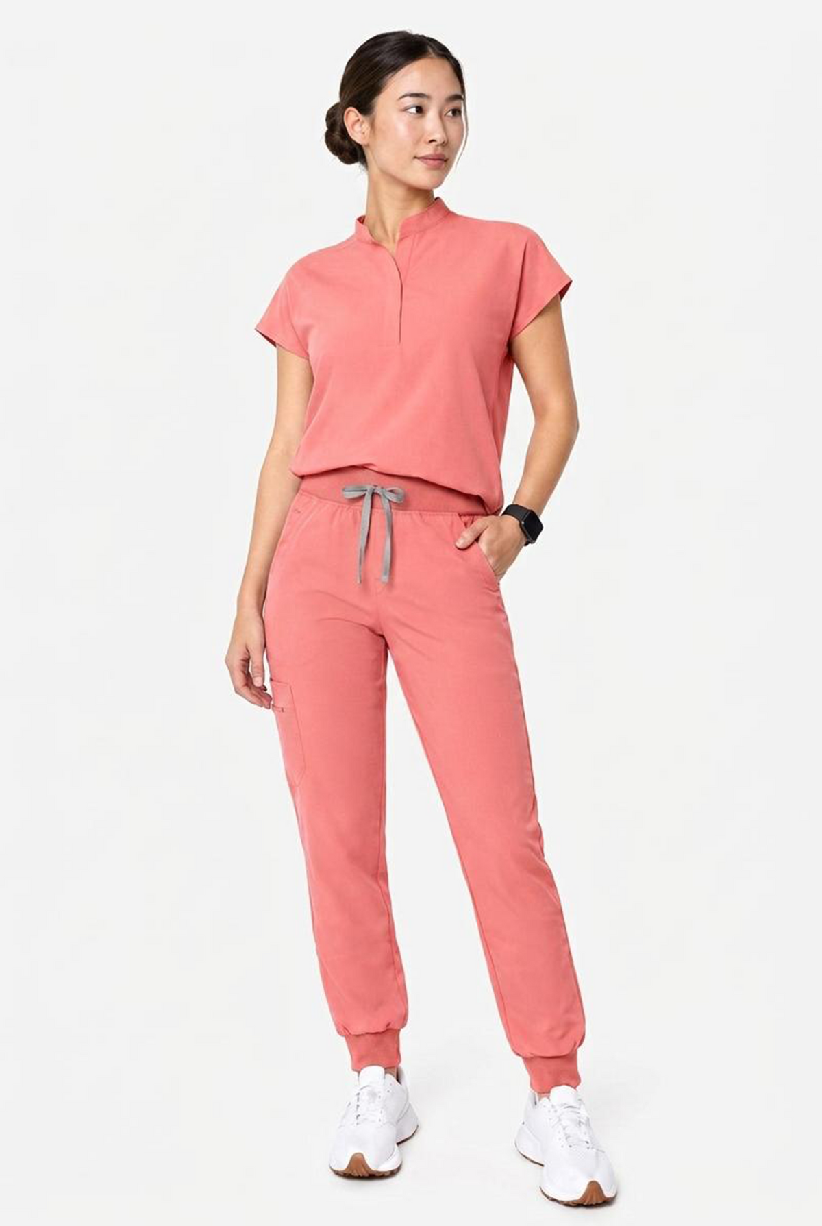 Mandarin Collar Scrub Set
